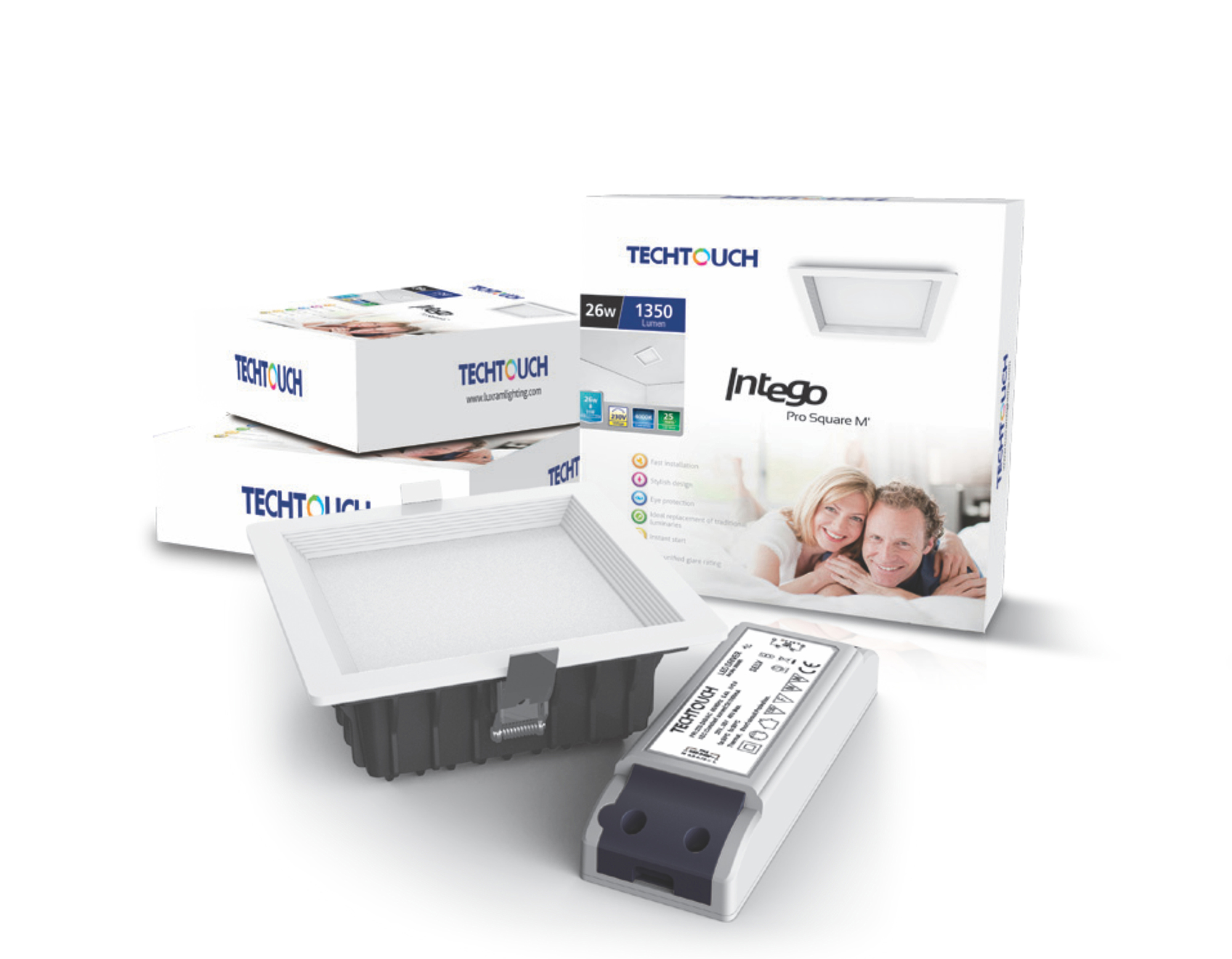 205322  Intego Pro Square Medium 26W 4000K IP42 Cut-Out 155x155mm